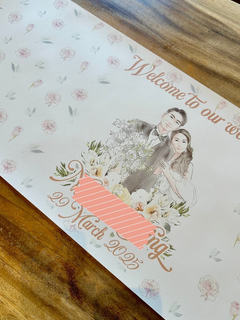 定制化花系婚礼签名签到画布 油画布订制 - 婚礼誓言书 - 其他人造纤维 白色