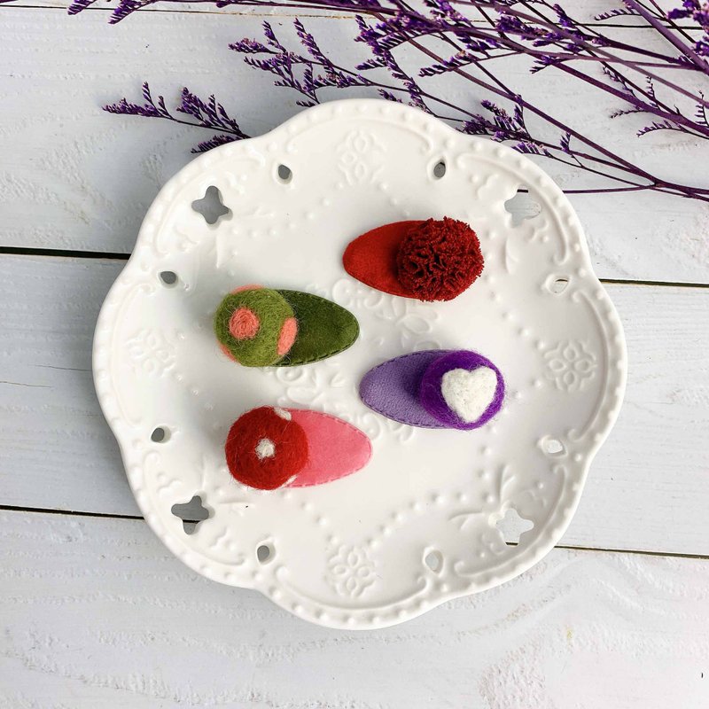 W&C手作 || QQ心球 || 苔绿 丁香紫 婴儿粉 红  BB夹 一组4个 - 婴儿饰品 - 其他材质 多色