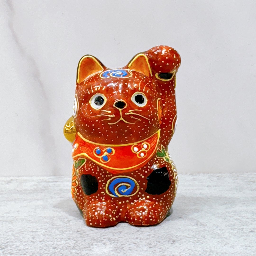 【赤韵牡福】日本九谷烧招财猫 | 赤盛 - 2号 - 摆饰 - 瓷 红色