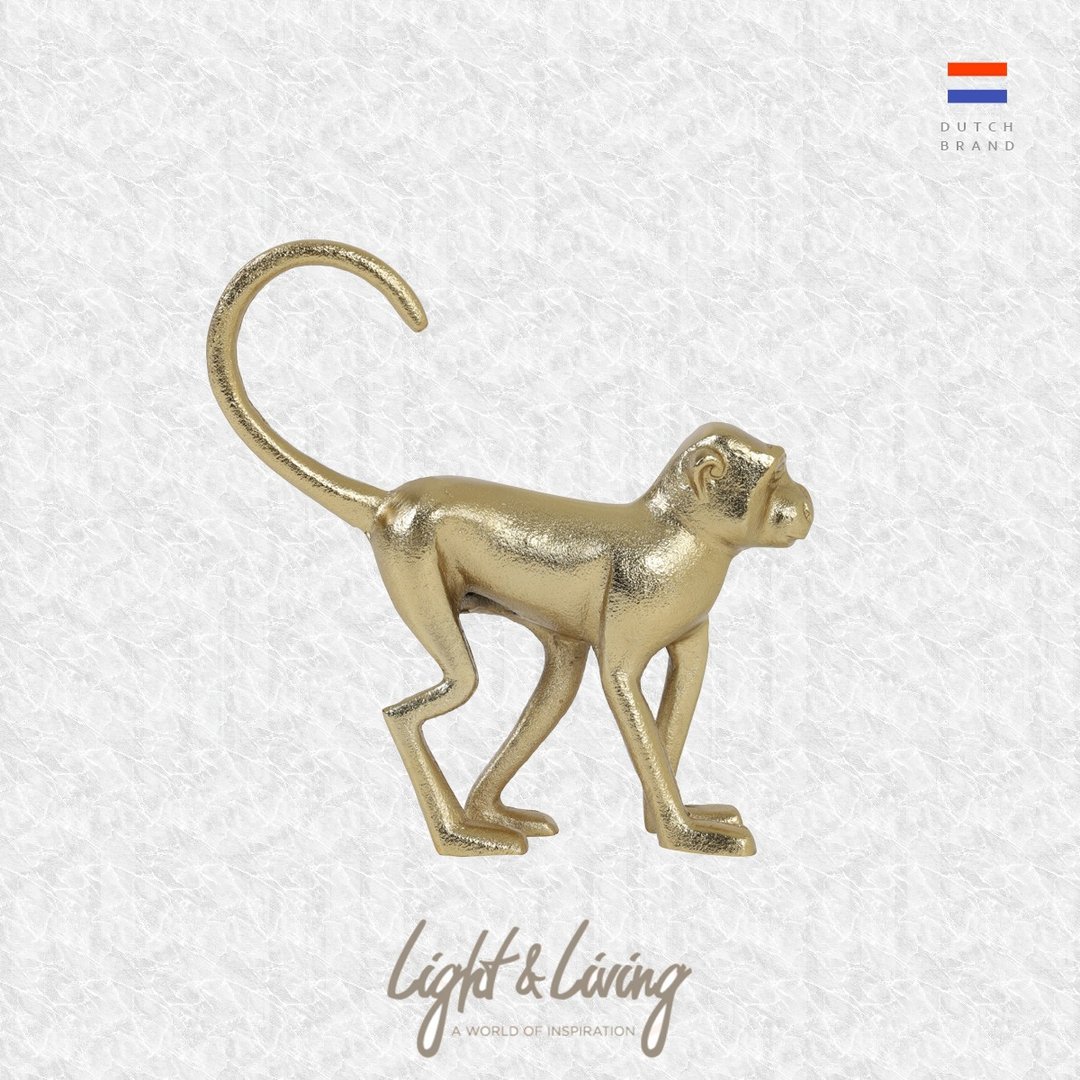 荷兰 Light & Living, 猴子摆设品 MONKEY 金属金色 H.17cm - 摆饰 - 其他金属 金色
