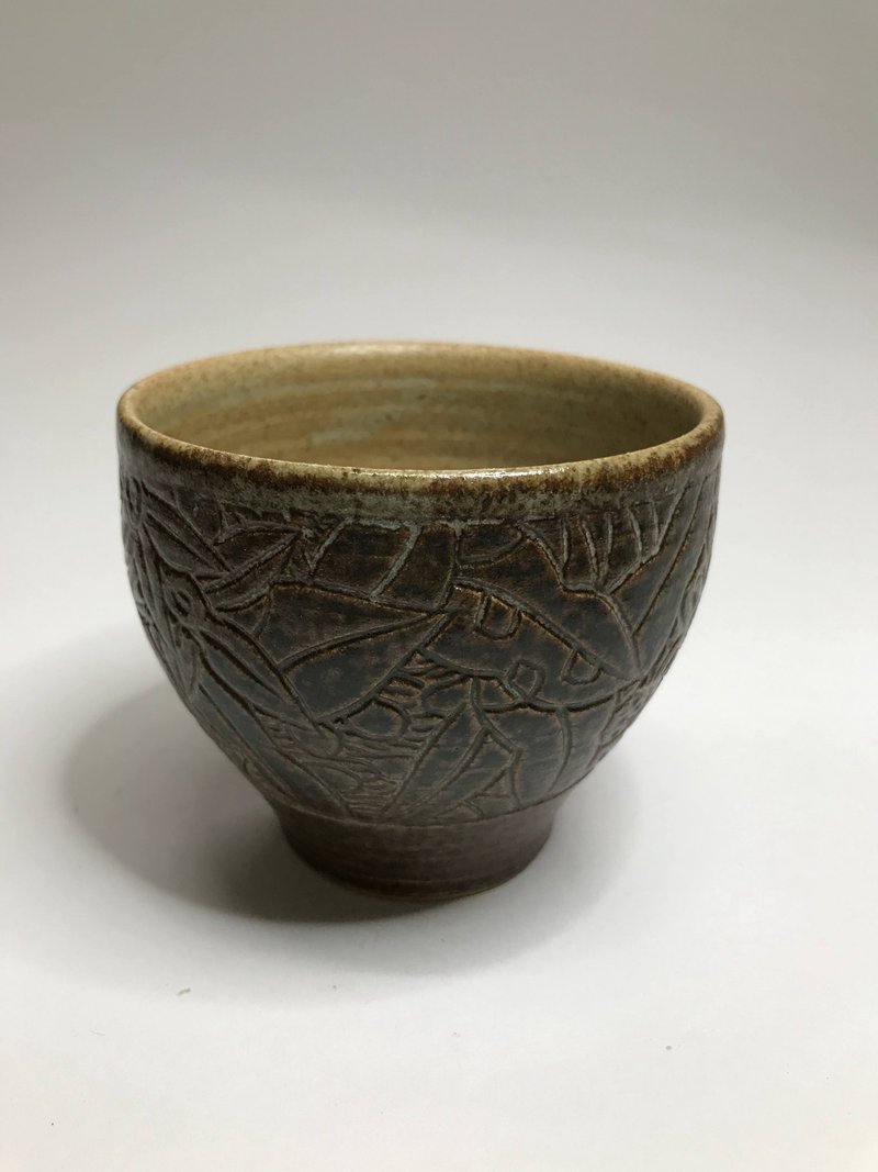 曾永鸿  灰釉刻花杯 - 茶具/茶杯 - 陶 
