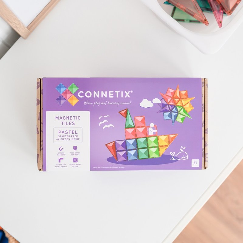 澳洲Connetix粉彩磁力积木-初阶基础组(64pc) 儿童玩具 幼儿玩具 - 玩具/玩偶 - 塑料 