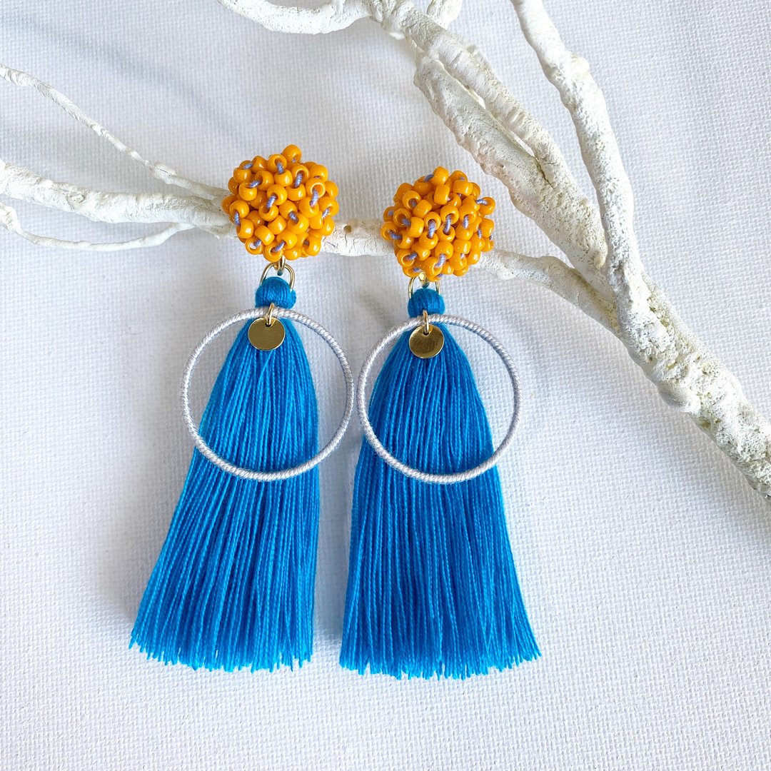 Merry Earrings Clip-On[Sky Blue] - 耳环/耳夹 - 玻璃 蓝色