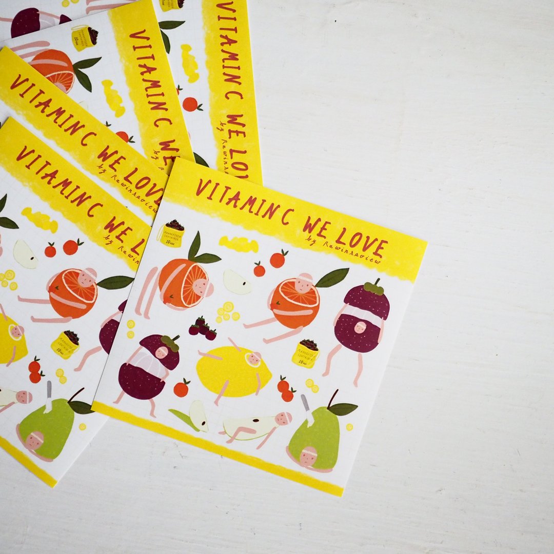 Vitamin C we love sticker set - 贴纸 - 防水材质 黄色