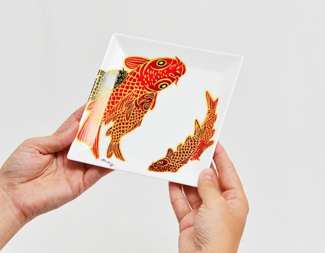 小号方盘 - Carp is Dragon in heaven - 盘子/餐盘/盘架 - 陶 红色