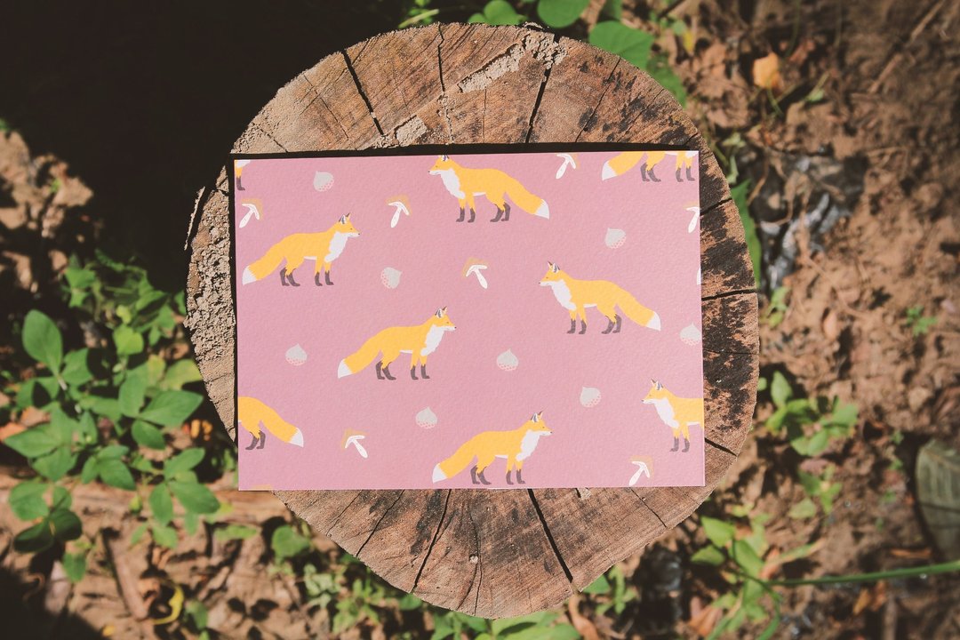 隐蔽式明信片 / 狐狸 - 卡片/明信片 - 纸 咖啡色