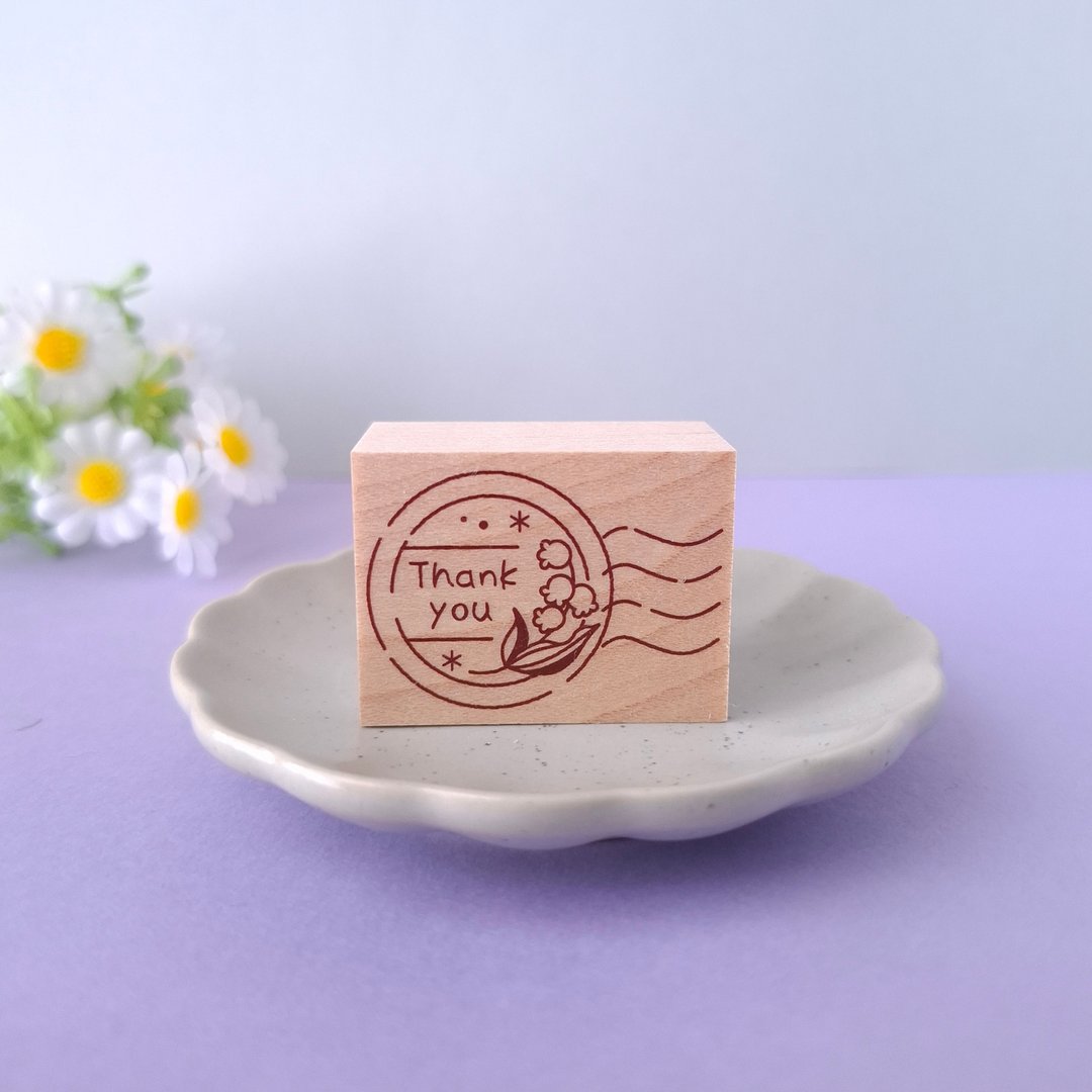 铃兰邮戳风格 "Thank you" 橡胶印章 感谢 印章 橡皮章 - 印章/印台 - 橡胶 透明