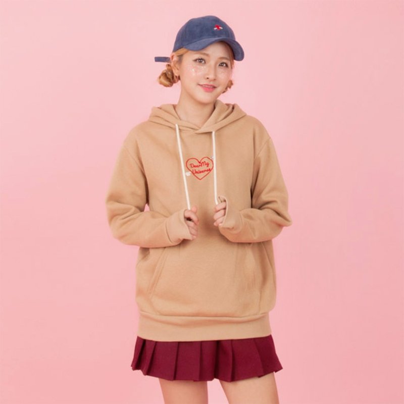 Dear My Universe 刷毛帽T - 米 - 中性连帽卫衣/T 恤 - 棉．麻 卡其色