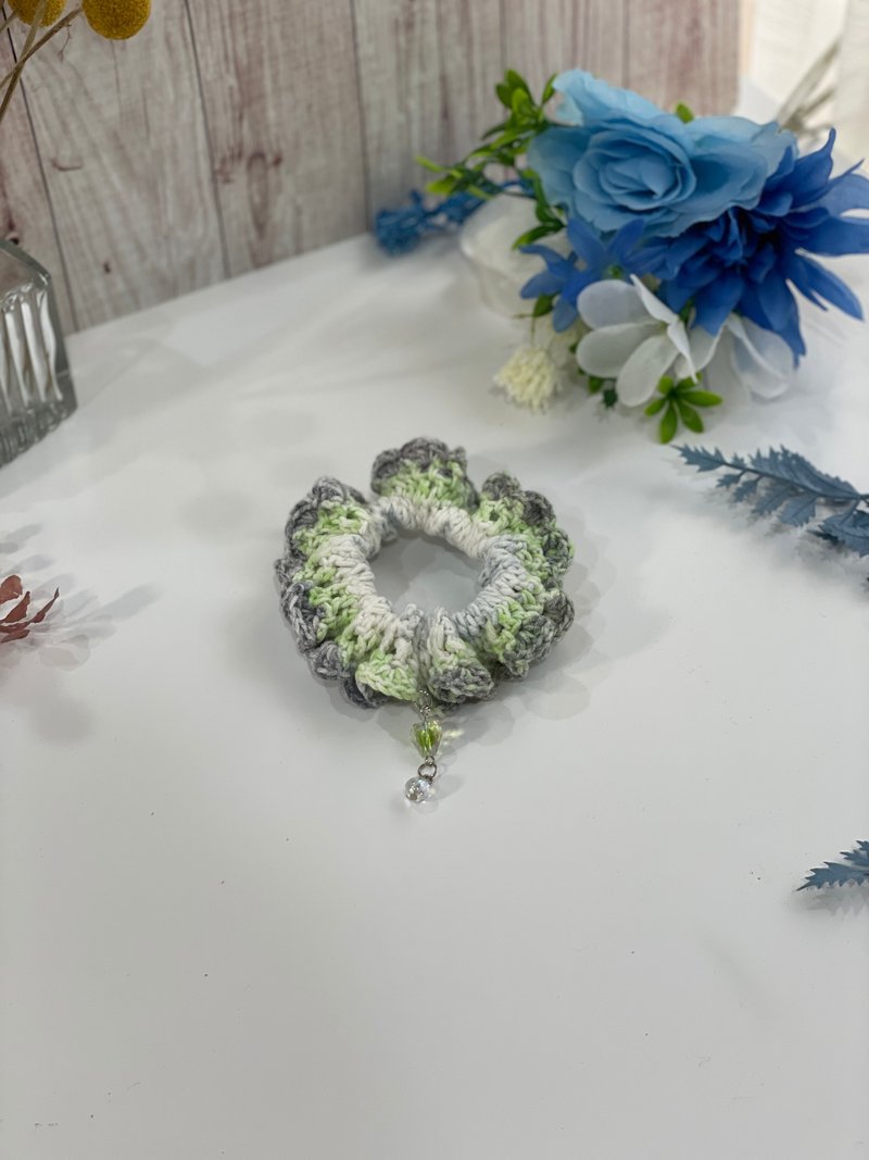 手工编织 段染松饼发圈-青柠 - 发饰 - 棉．麻 绿色