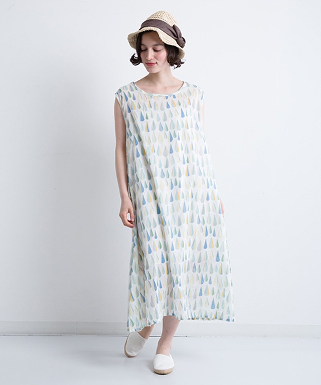 Droplet Drop Sleeveless Dress - 洋装/连衣裙 - 棉 蓝色