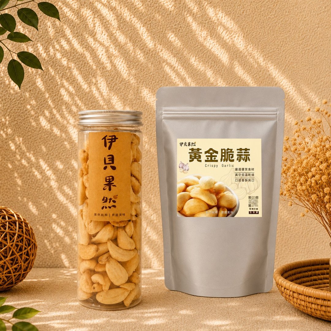 【伊贝果然】黄金脆蒜 - 水果干 - 防水材质 橘色