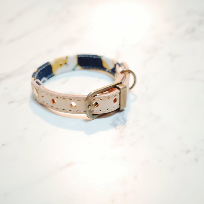 狗 大猫 S号 项圈 和风 柴犬 深蓝 附铃铛 可加购吊牌 - 项圈/牵绳 - 棉．麻 