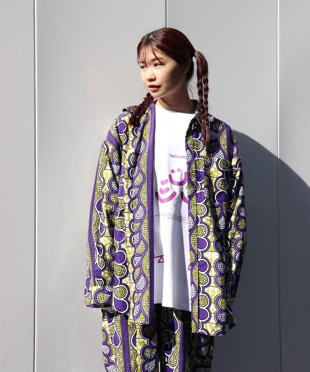 AFRICA OVER SHIRT (Butter fruit) - 女装衬衫 - 聚酯纤维 紫色