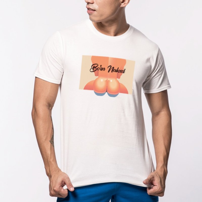 AttentionWear我的美尻系列T-shirt【天生美尻-白色】│ATTENTION - 男装上衣/T 恤 - 棉．麻 白色