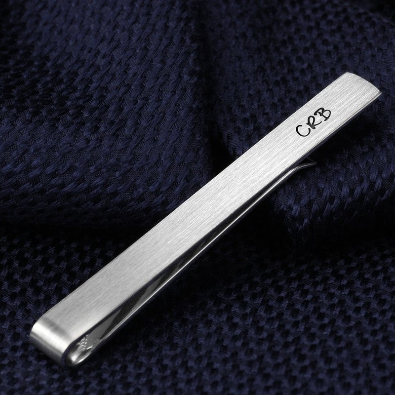 Personalized Tie Clip monogram - Sterling silver Tie Clip engraved - Wedding Tie Clip - 领带/领带夹 - 其他金属 银色