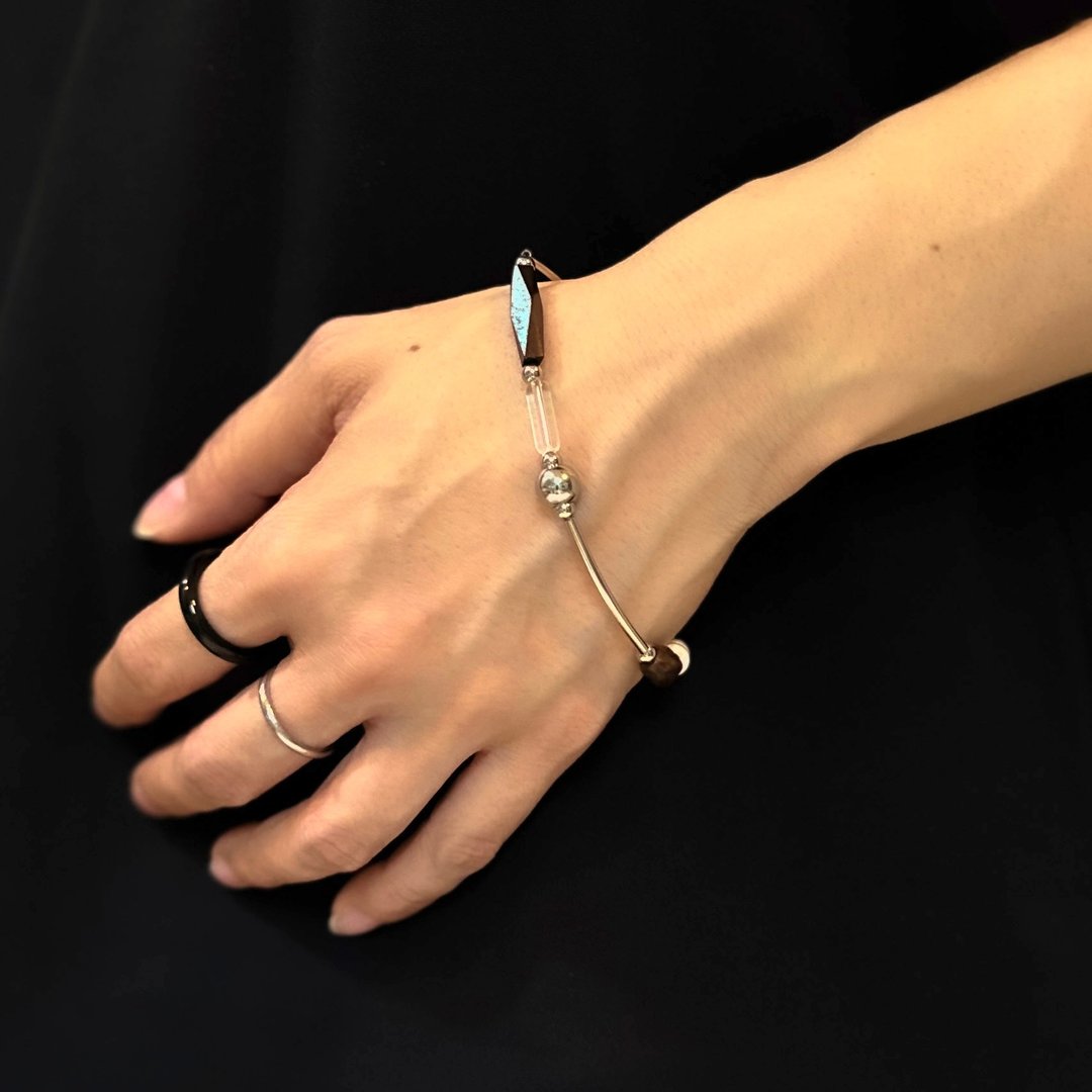 MIXED MATERIAL BRACELET 异材质拼接手环 - 手链/手环 - 不锈钢 咖啡色
