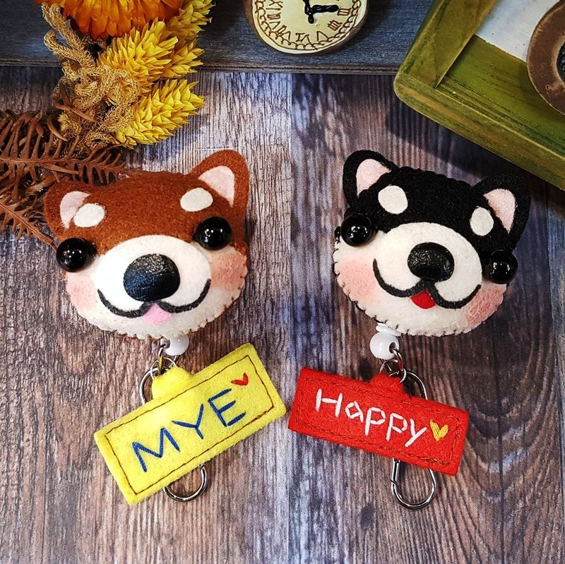 巧手猫x城市猫 柴犬识别证伸缩拉环(金属勾) 护士上班族 定制名字 - 证件套/卡套 - 其他材质 金色