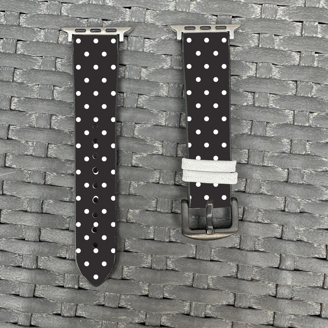 白色波点黑色 Apple Watch 潮流硅胶表带 - 表带 - 硅胶 黑色