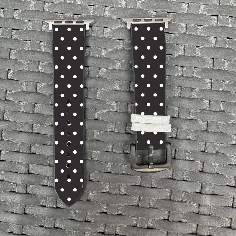 白色波点黑色 Apple Watch 潮流硅胶表带 - 表带 - 硅胶 黑色