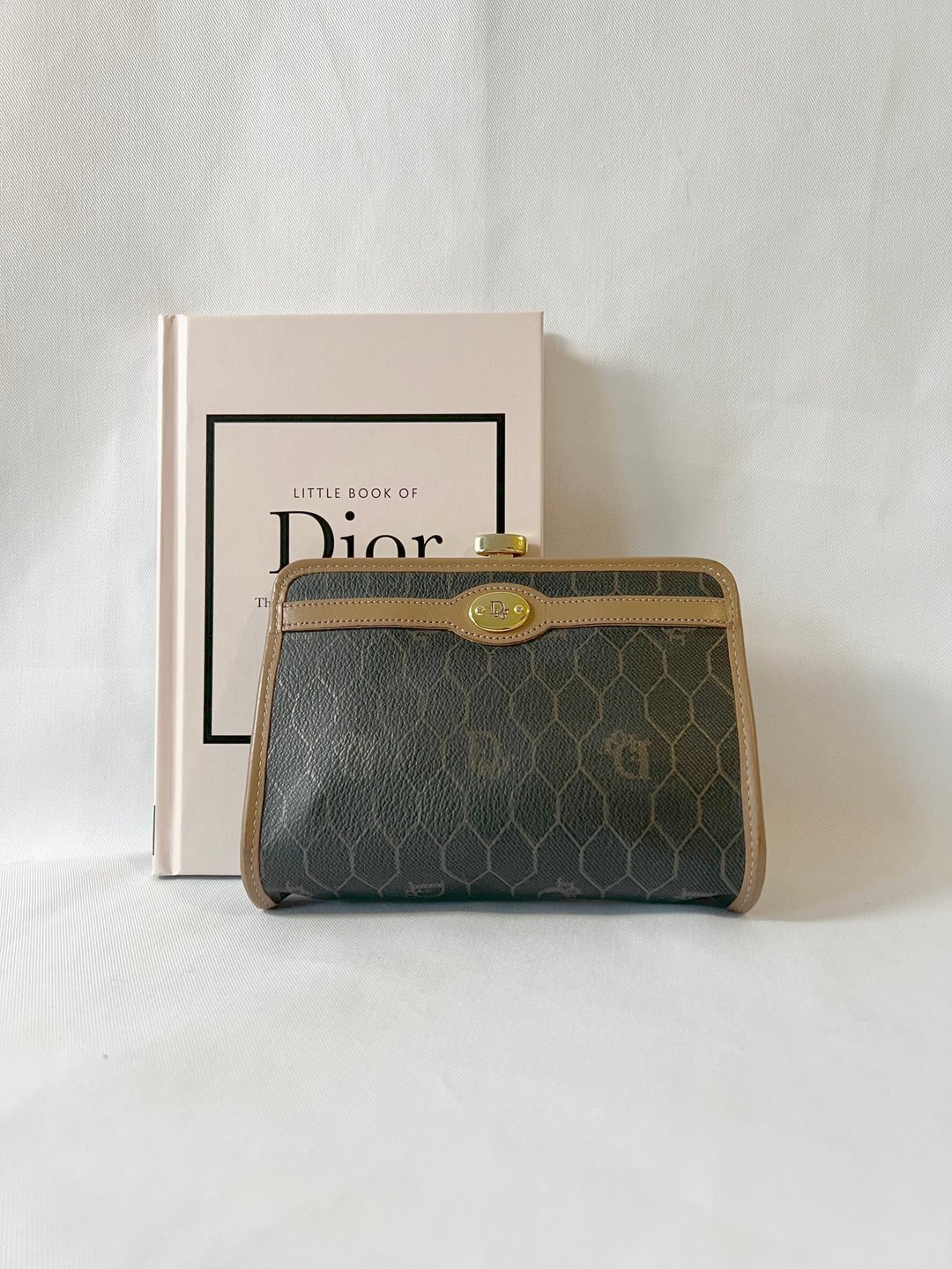 Dior啡色中古蜂巢口金零钱包手袋手拿包 日本中古vintage - 手拿包 - 其他材质 咖啡色