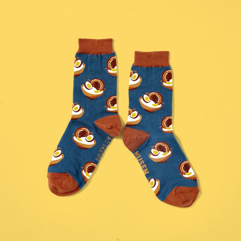 台湾美食针织袜-焢(爌)肉饭Kong Rou Fan 长袜|中筒袜|男女同款 - 袜子 - 棉．麻 多色