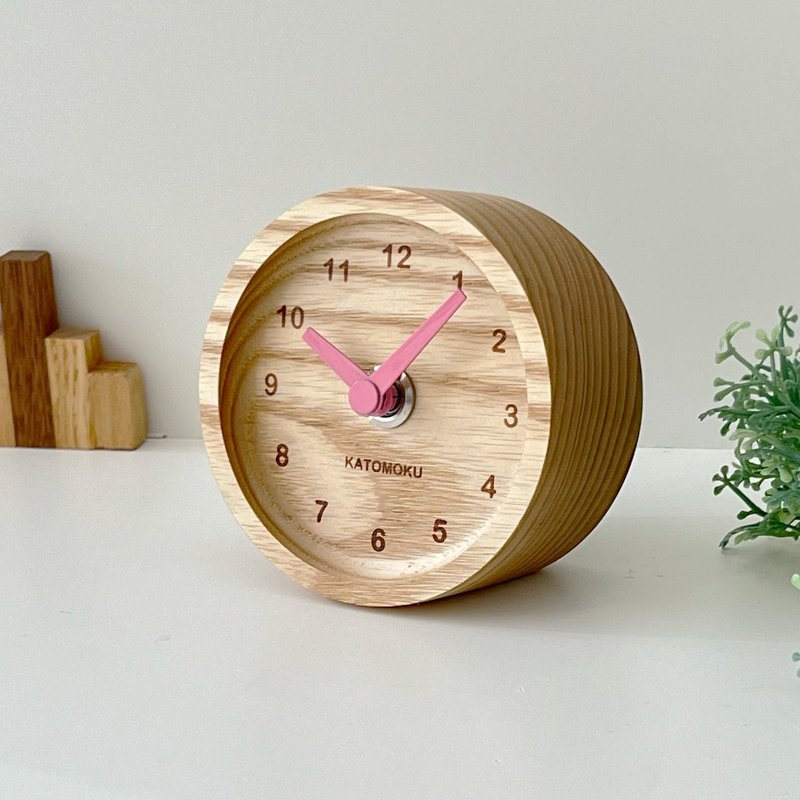 KATOMOKU mini clock 2 梣树 限量版 km-125 淡粉色 日本制造 - 时钟/闹钟 - 木头 粉红色
