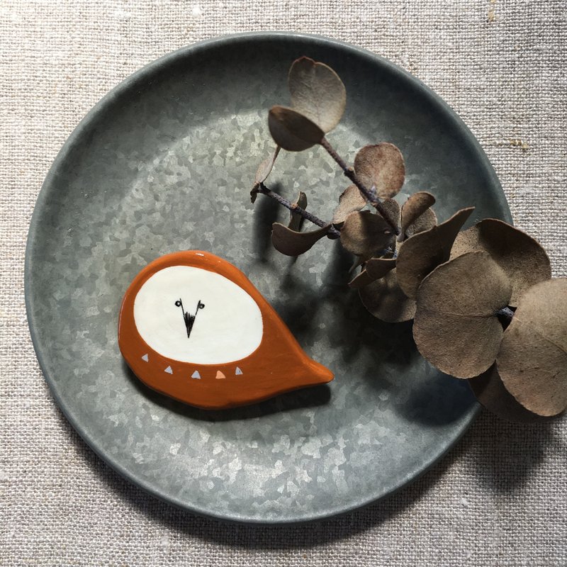 Owl brooch - 胸针 - 粘土 咖啡色