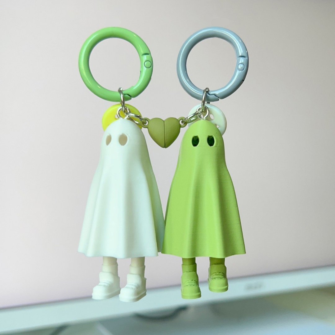 Zou Ghost Lovely set 2024 / White-Matcha - 钥匙链/钥匙包 - 塑料 绿色