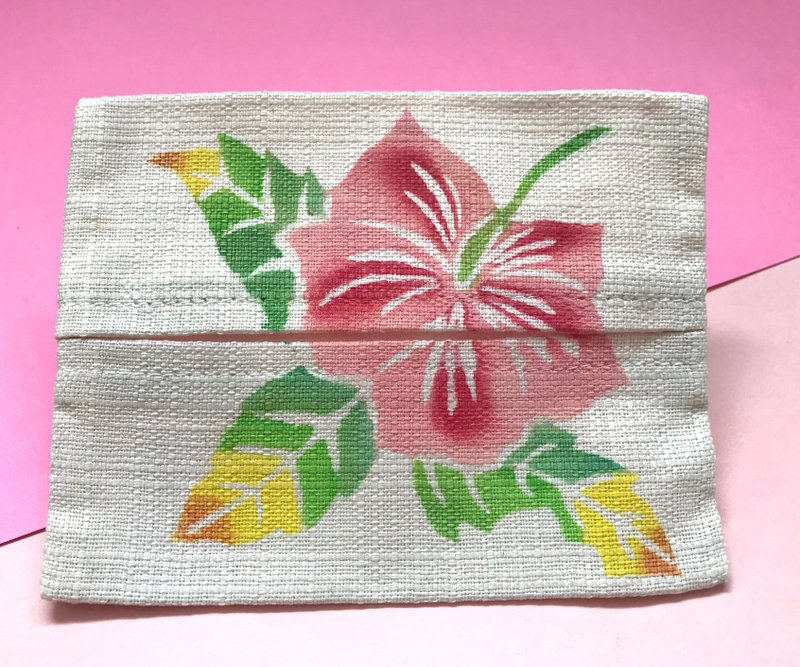 Hand-dyed Bingata (BINGATA) pocket tissue case - 化妆包/杂物包 - 棉．麻 粉红色