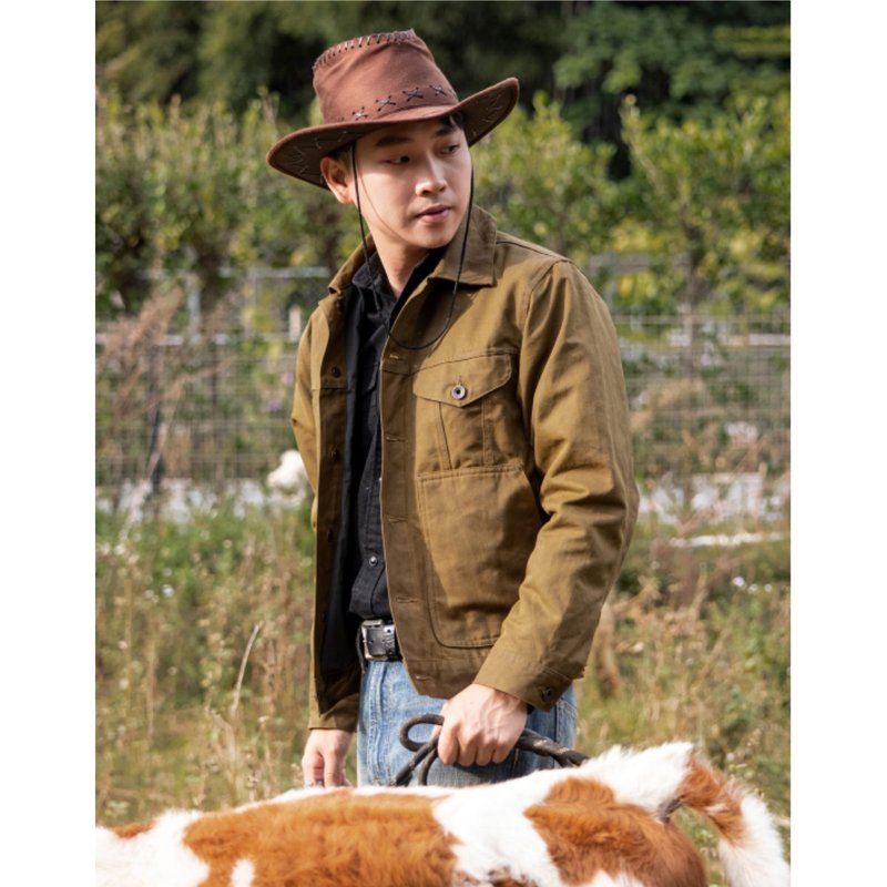 工装油蜡布夹克 巡航舰外套 猎装 卡其色 防泼水 Cruiser Jacket - 男装外套 - 棉．麻 咖啡色