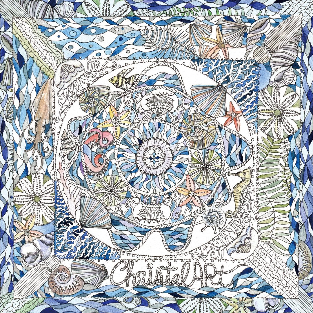 水彩画 海洋生物万花筒 方巾_50cm角_ChristalART - 手帕/方巾 - 棉 蓝色