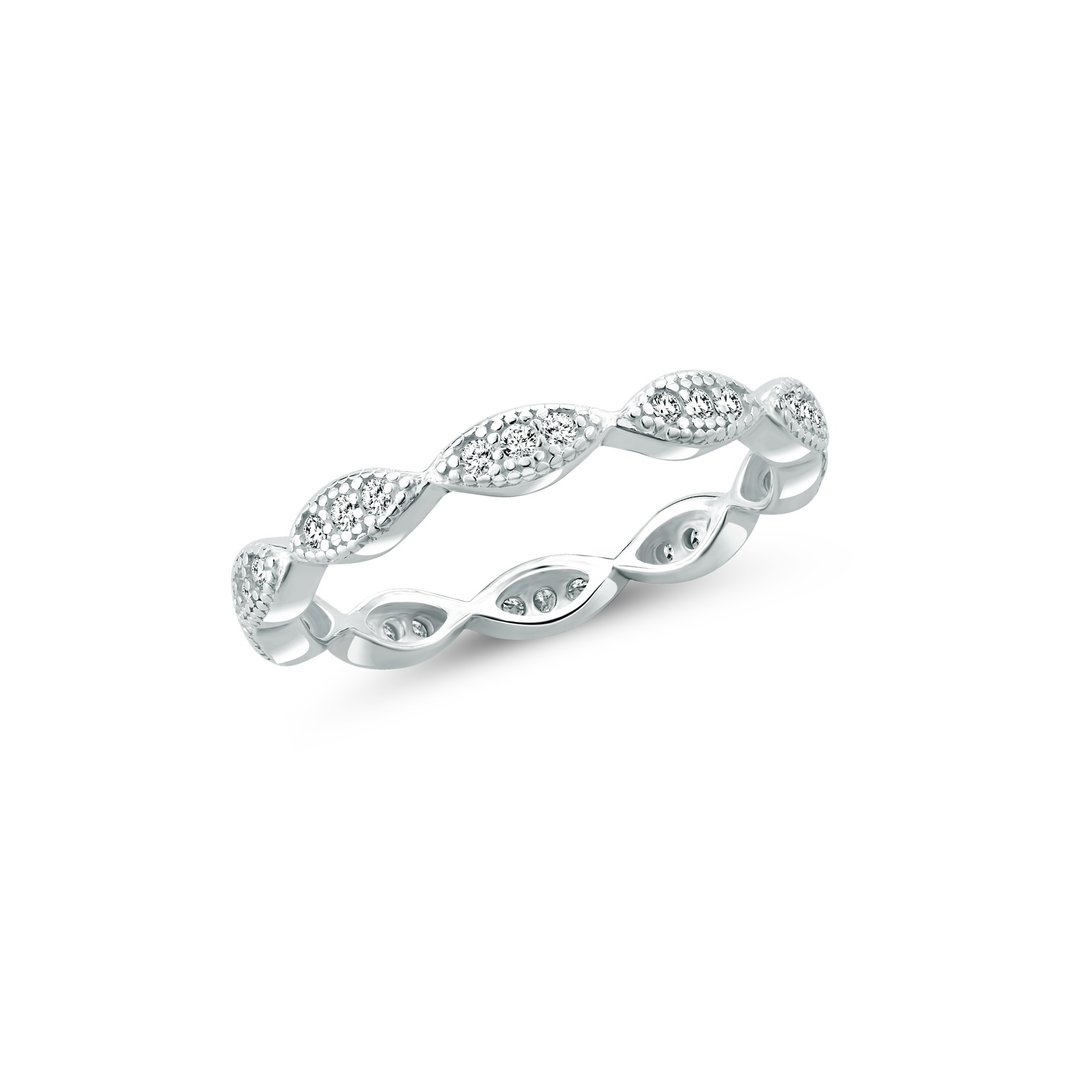【Gift box】925 Sterling Silver CZ Diamond Ring - 戒指 - 纯银 银色