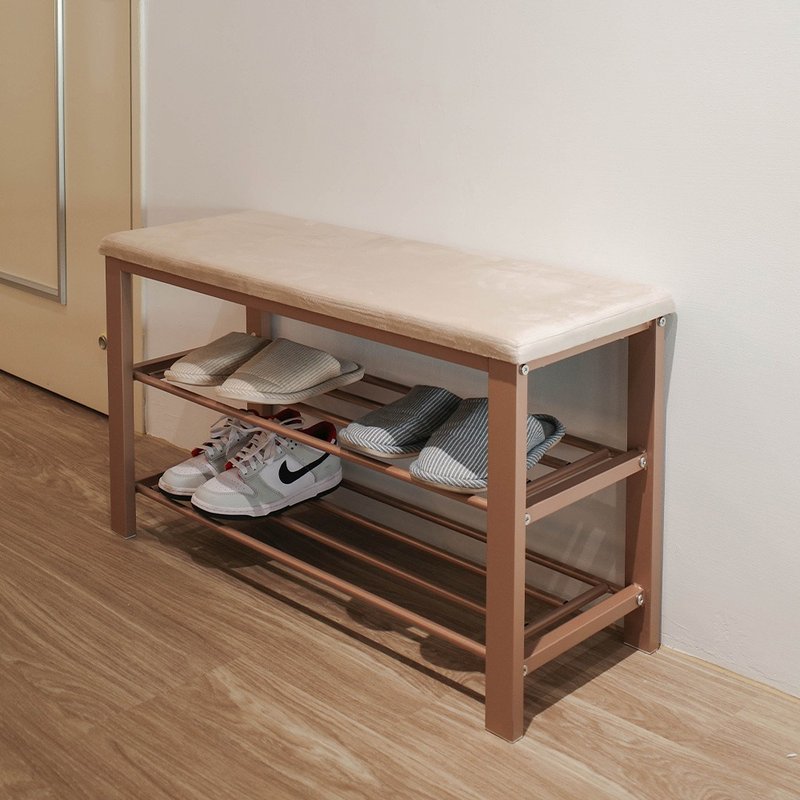 【ikloo】轻奢绒布玄关穿鞋椅 (双层鞋架 鞋柜 收纳架 置物) v - 其他家具 - 棉．麻 