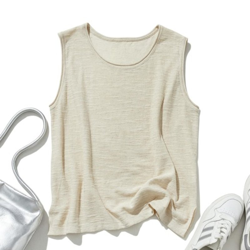 棉麻质感百搭背心 日常舒适透气上衣 自然亲肤 生成色 240702-2 - 女装上衣 - 棉．麻 