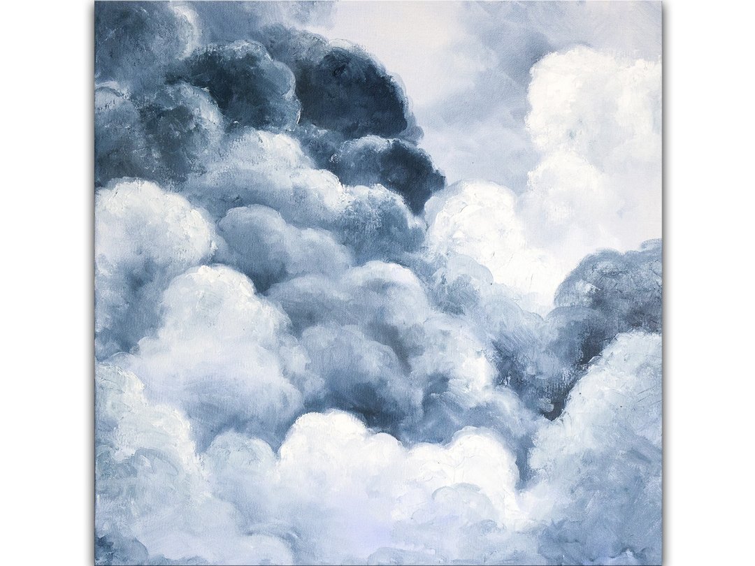 云彩画 / 原创画 / 天空画 / 极简主义画 / 油画/原创手绘 - 海报/装饰画/版画 - 其他材质 蓝色