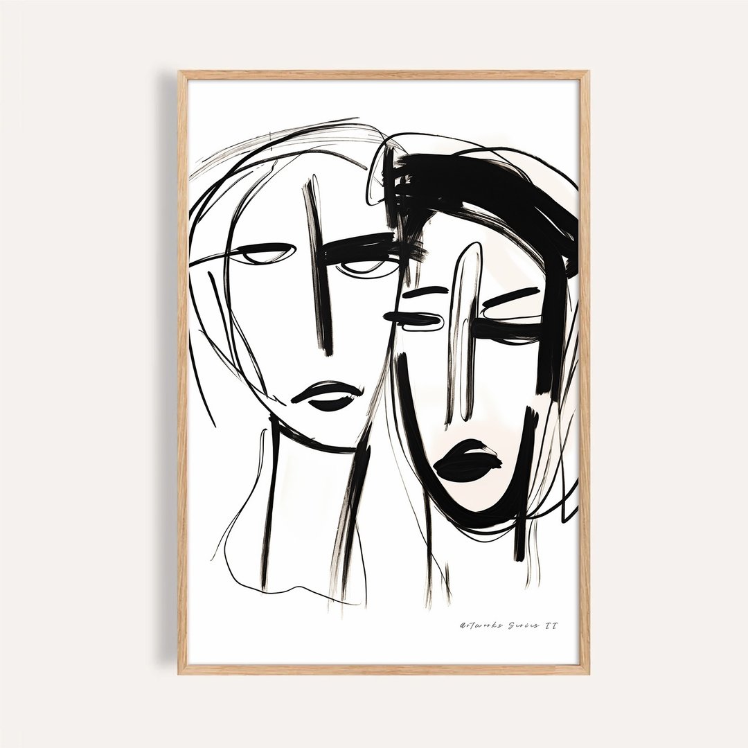 双生之视 Twin Gaze / 当代抽象人物线条艺术挂画 - 海报/装饰画/版画 - 纸 