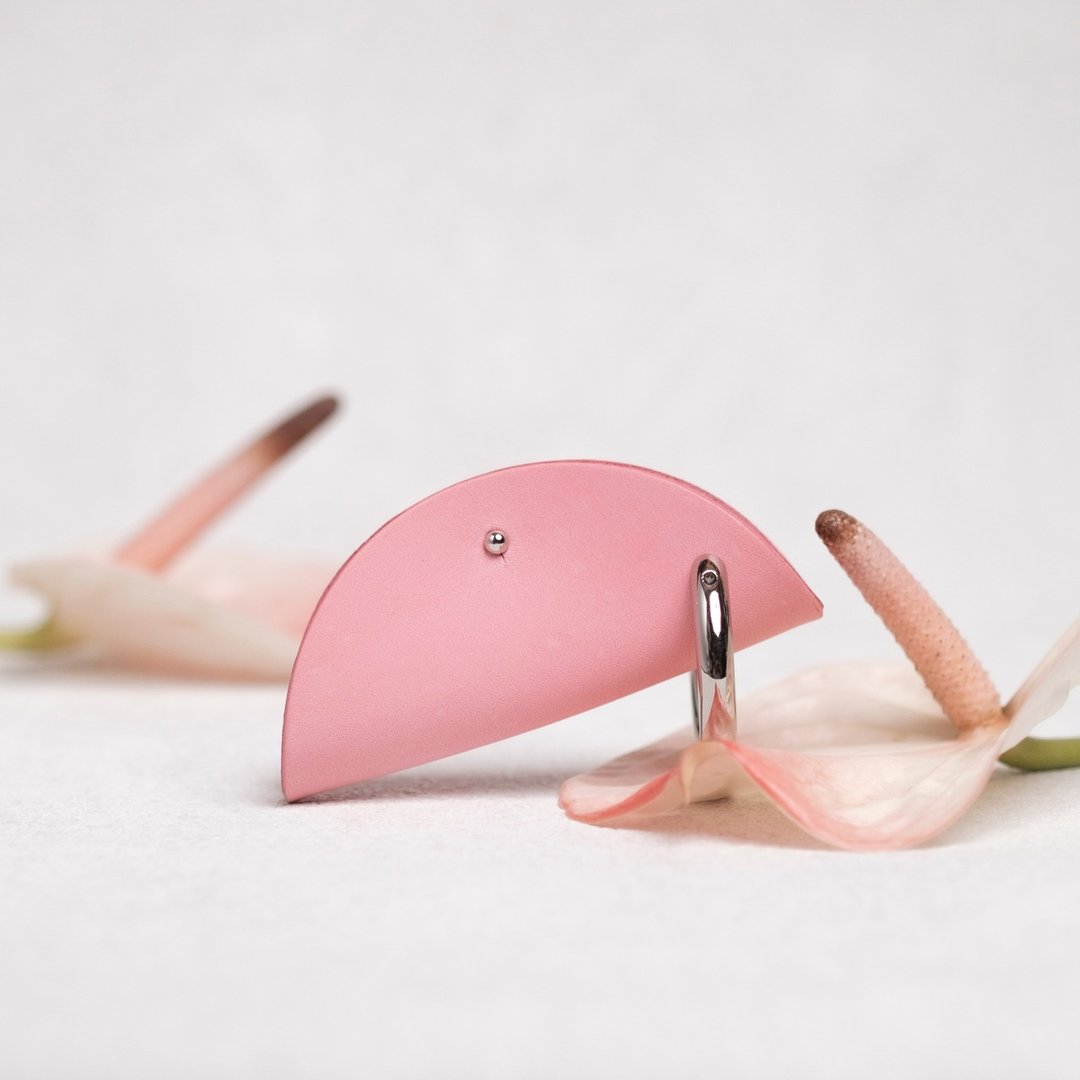 MOON - Key Case / Coral Pink - 钥匙链/钥匙包 - 真皮 粉红色