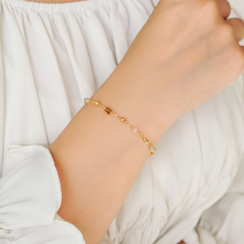 正能量 x 黄蛋白石 白水晶 石英石 碧玺 K金  【繁星点点】 手链 - 手链/手环 - 宝石 