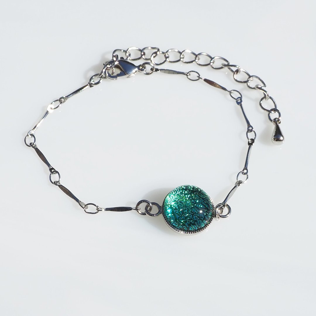 Shining glass (Kirari [Forest]) Bracelet / Anklet [Length can be selected] [Made to order] - 手链/手环 - 玻璃 绿色