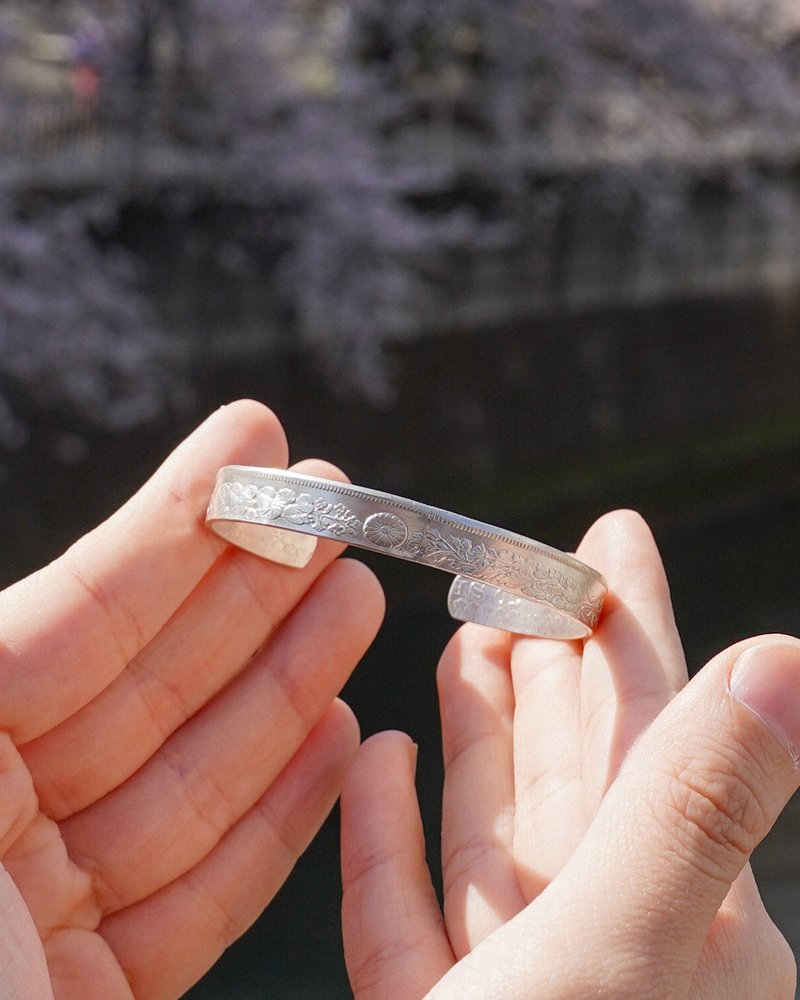 日本五十钱硬币手镯 - 手链/手环 - 银 银色