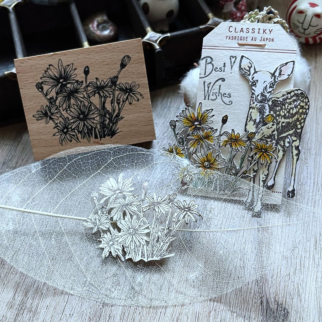 no.02 藏爱 我心里的小雏菊 手绘复古印章 复刻版 - 印章/印台 - 木头 透明