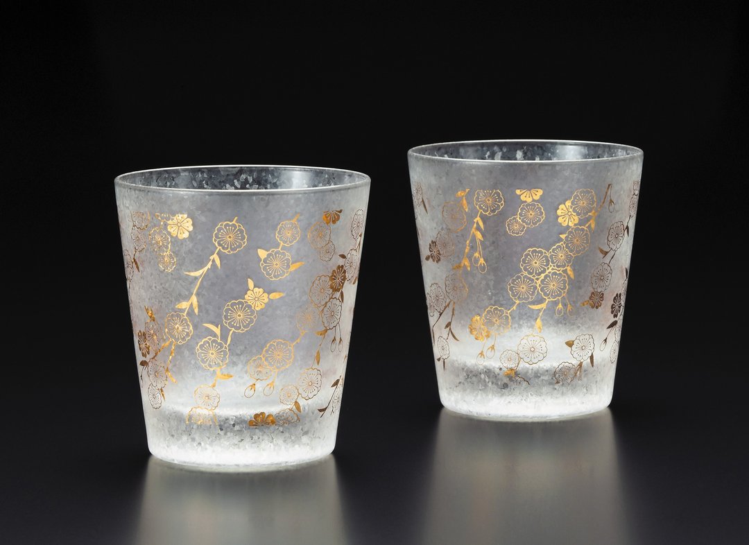 Rock Glass Pair Japanese Pattern S6321 [Premium Japanese Komon 7 Pair Set] Whiskey Glass Fashionable Gold Japanese Modern Auspicious Traditional Pattern Special Luxury Traditional - 酒杯/酒器 - 玻璃 金色