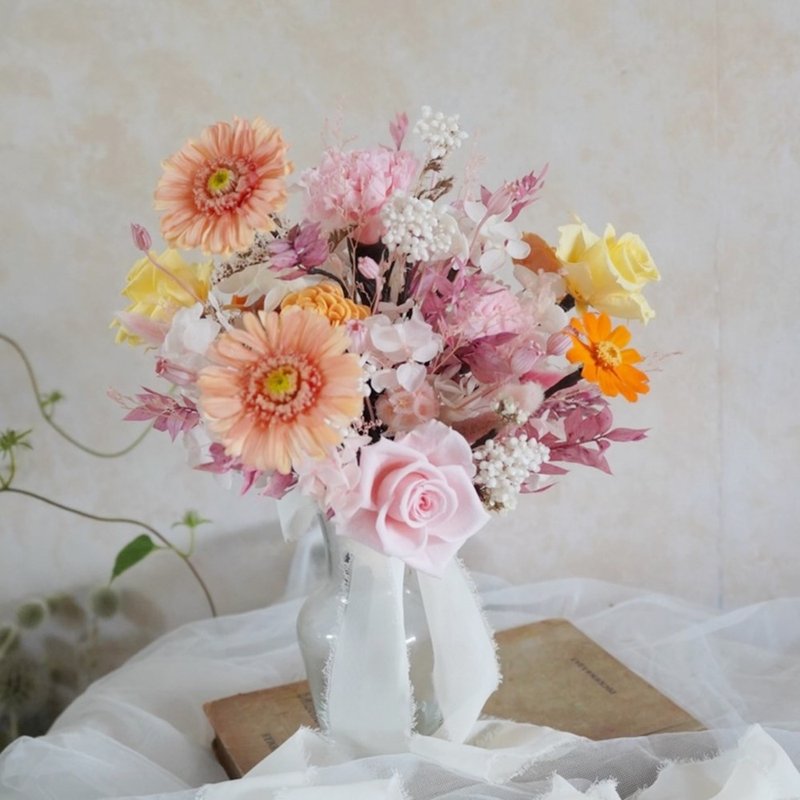 永生不凋捧花 蜜橙太阳 - 干燥花/捧花 - 植物．花 多色