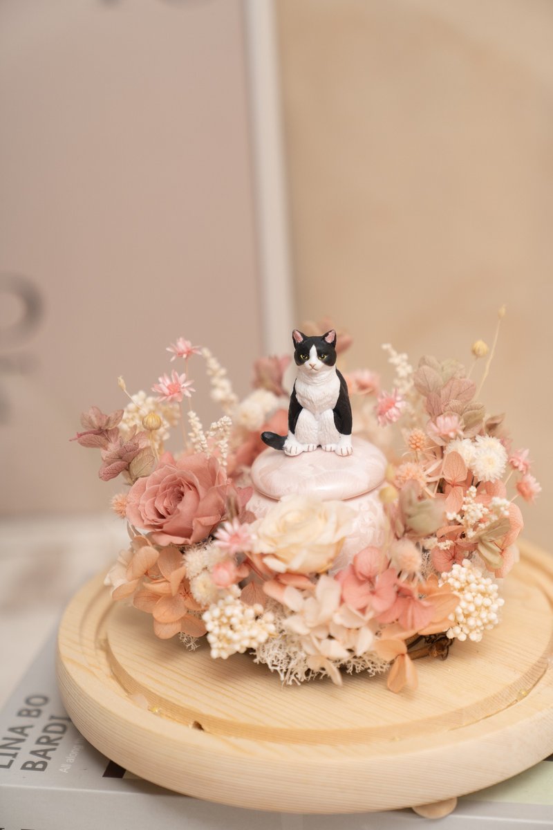 【设计款花盅】宠物永生花 沈浸式花园 永生花骨灰罐 宠物骨灰花 - 干燥花/捧花 - 玻璃 粉红色