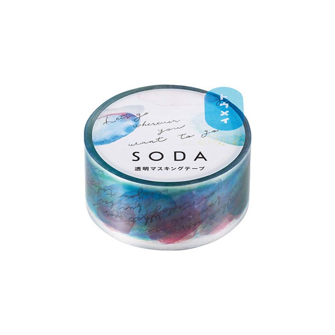 【KING JIM】HITOTOKI SODA 透明PET卷状胶带 20MM 消息 - 贴纸 - 其他材质 多色
