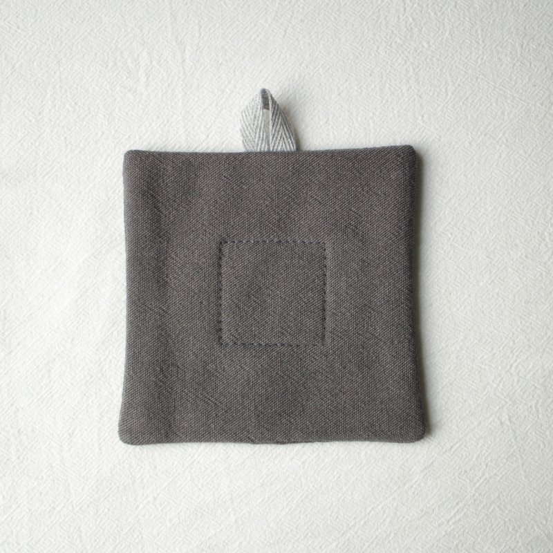 方块杯垫 / 中灰 - 杯垫 - 棉．麻 灰色
