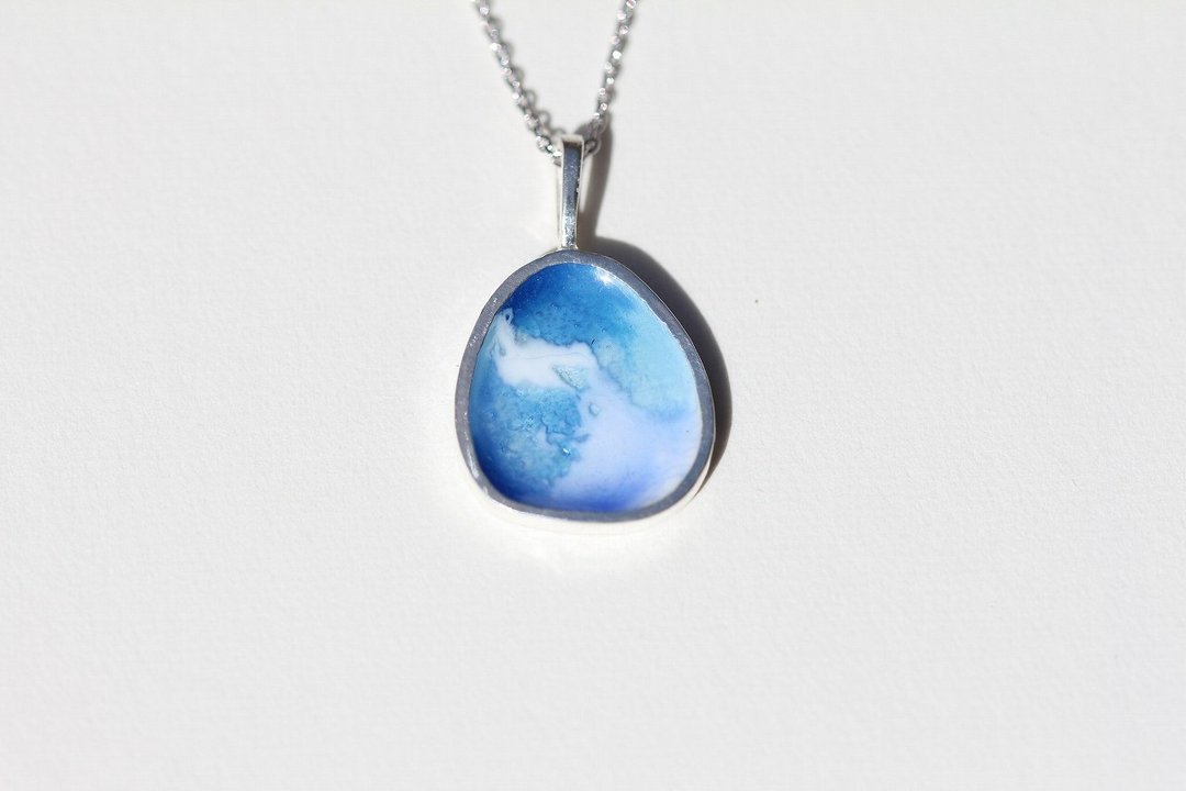 Cloisonne・Sky BlueNecklace - 项链 - 纯银 银色
