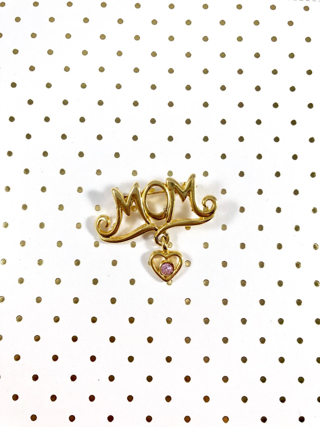Vintage 80s Mom Dangle Heart Brooch - 胸针 - 贵金属 金色