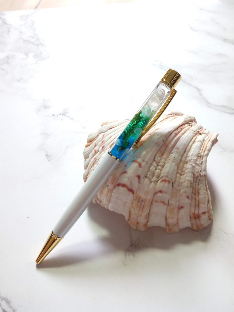 客户专属订单 郑亦晏, 手作押花原子笔, 水母 - 圆珠笔/中性笔 - 其他材质 蓝色