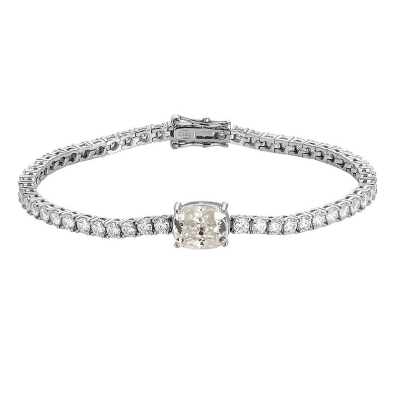 莫桑石 莫桑钻 4克拉肥长方女手链  台北门市 定制化订制白金 - 手链/手环 - 其他材质 